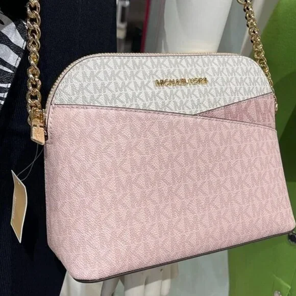 LOW START Michael Kors Blush Pink Jet Set Color-Block Crossbody NWT - Picture 2 of 5